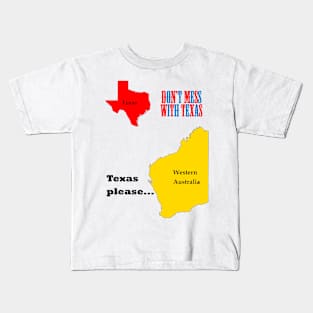 Texas please... dark text Kids T-Shirt